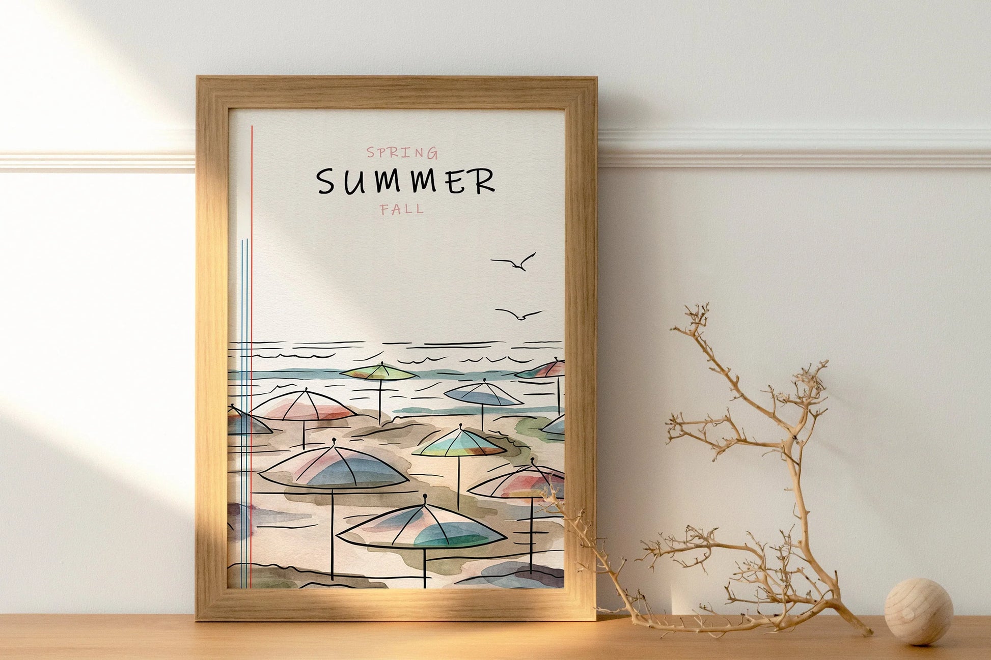 geometric beach scene